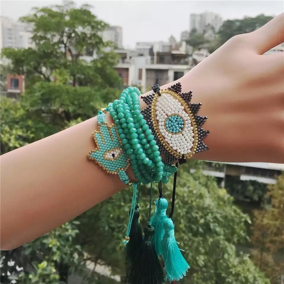 Jewelry - Evil Eye Bracelet Set Hamsa Tassel Jewelry